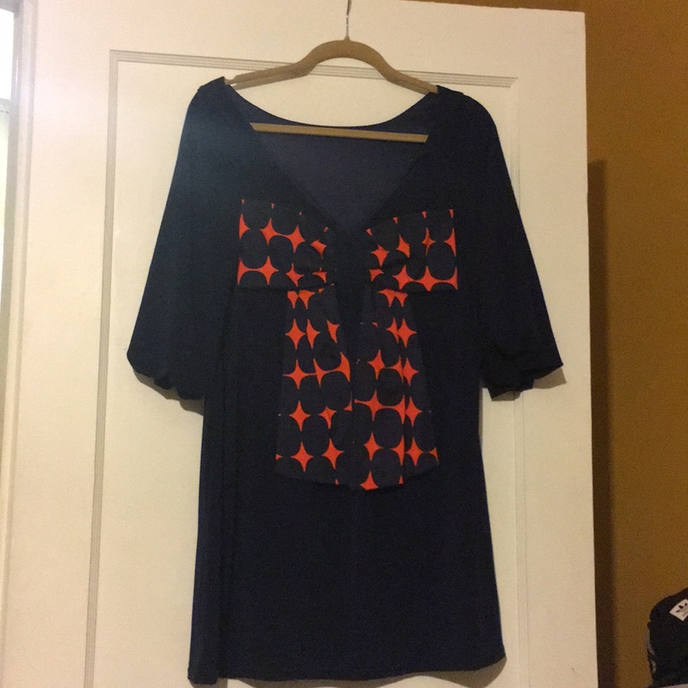 Judith March navy dress/tunic with oversized bow